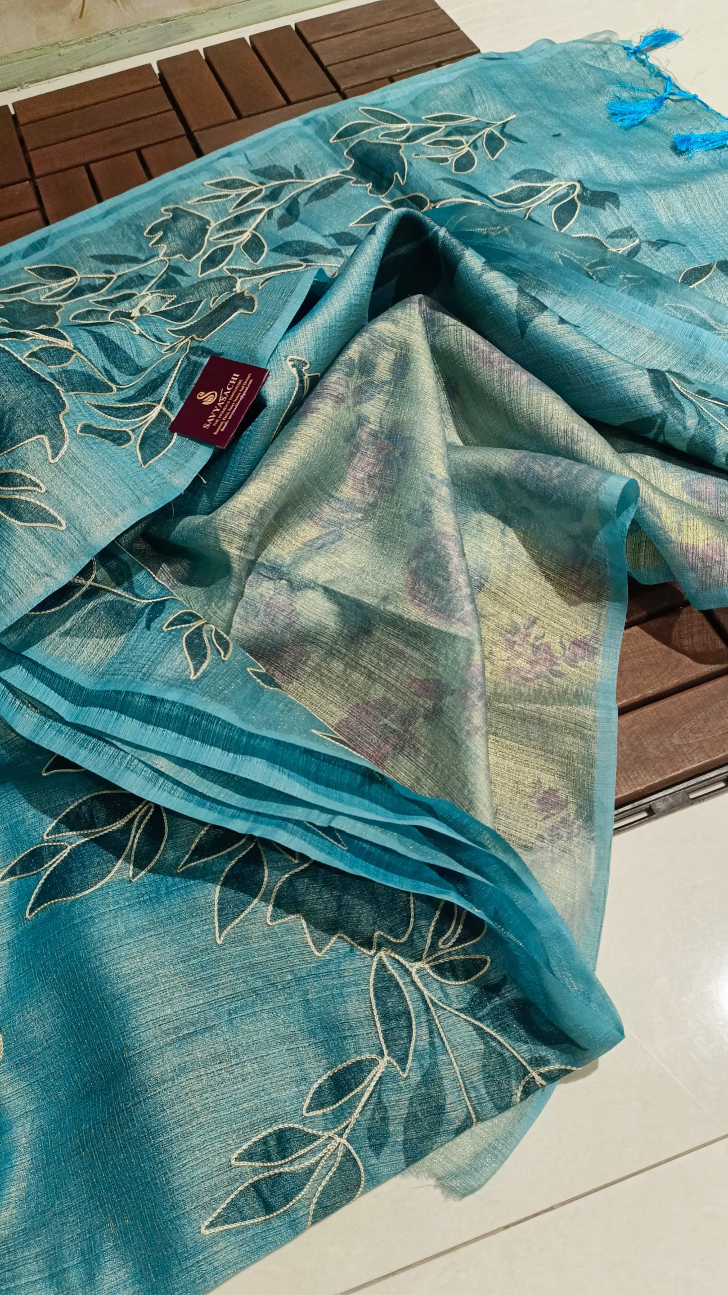 Jute silk Saree with Embroidery