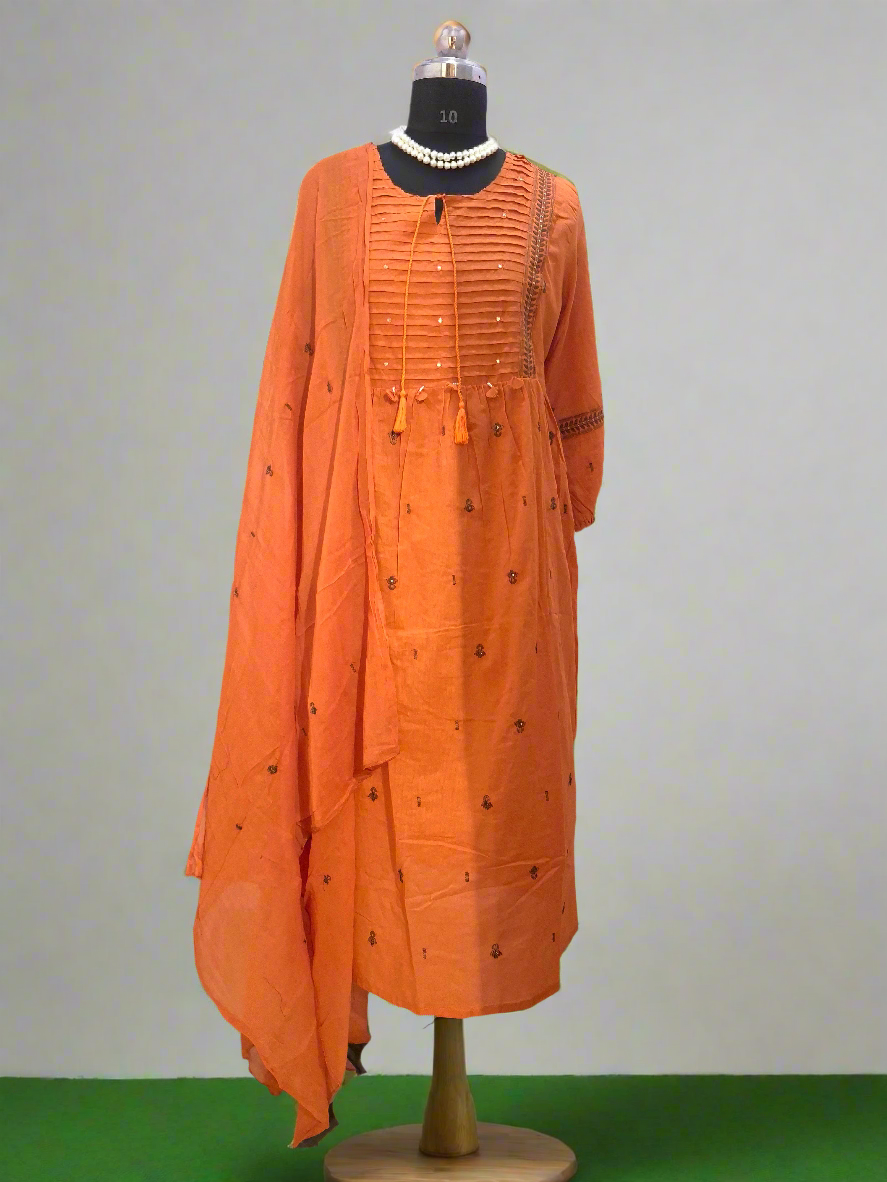 Orange Silly Cotton 3pc Suit