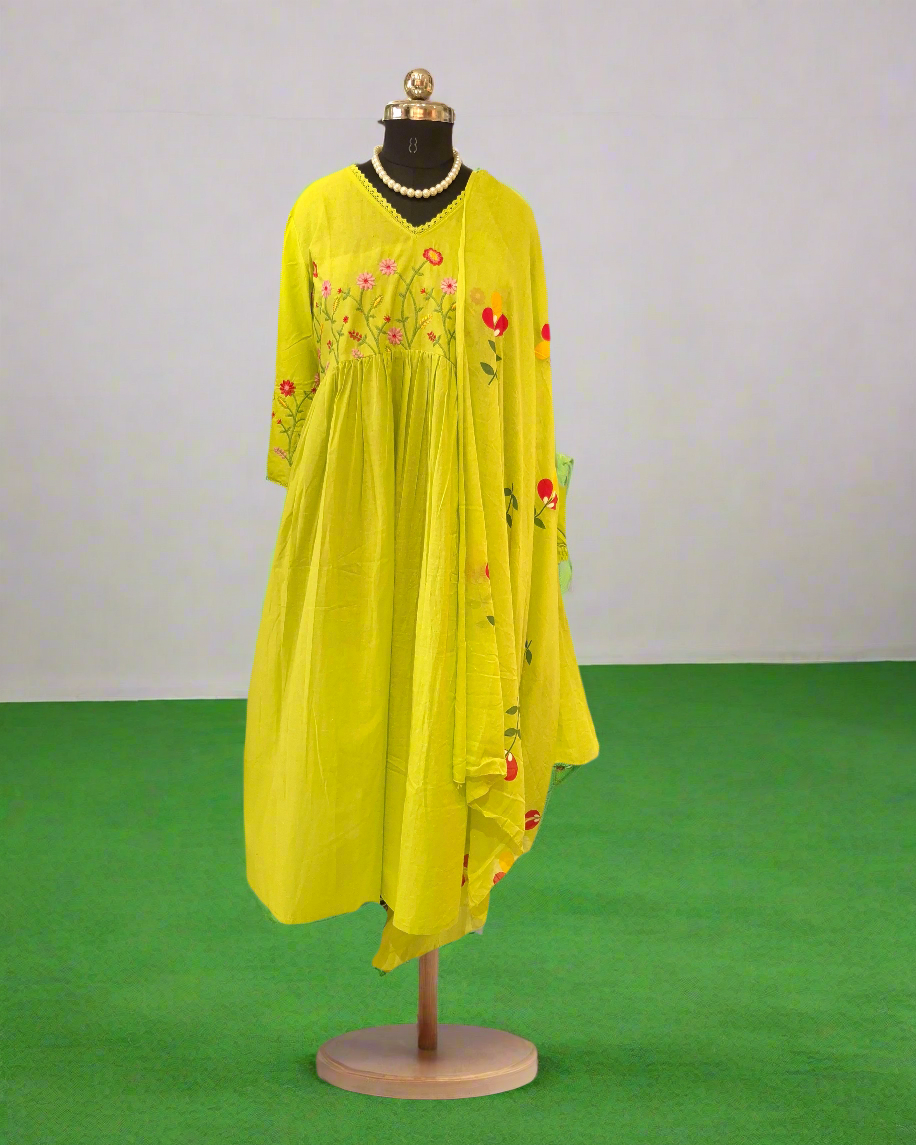 Lime Green Heavy Cotton 3pc Suit