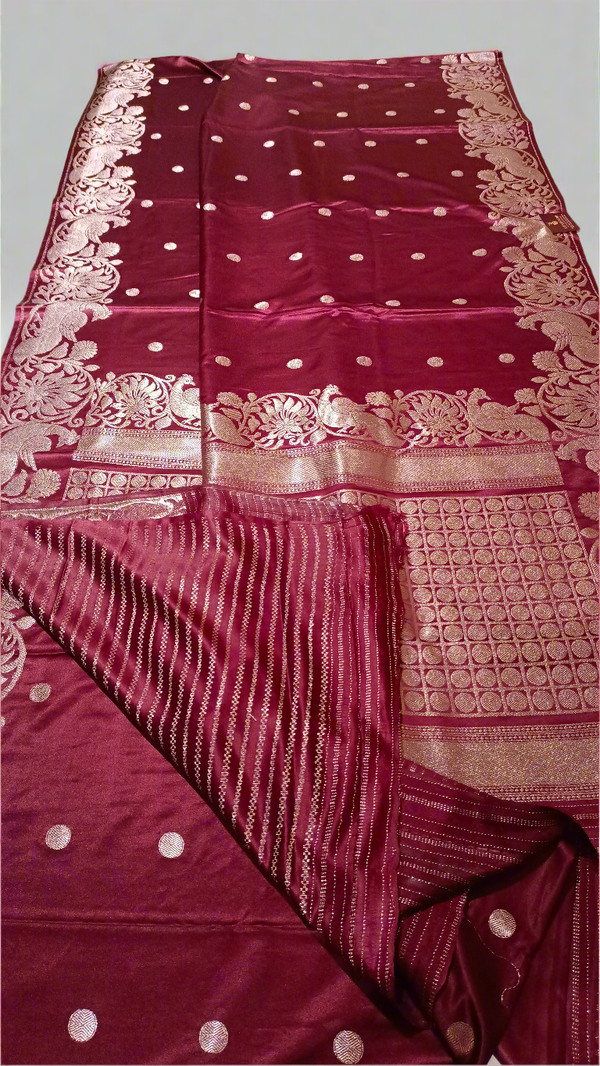 Crepe Satin Silk with Peacock Weaving