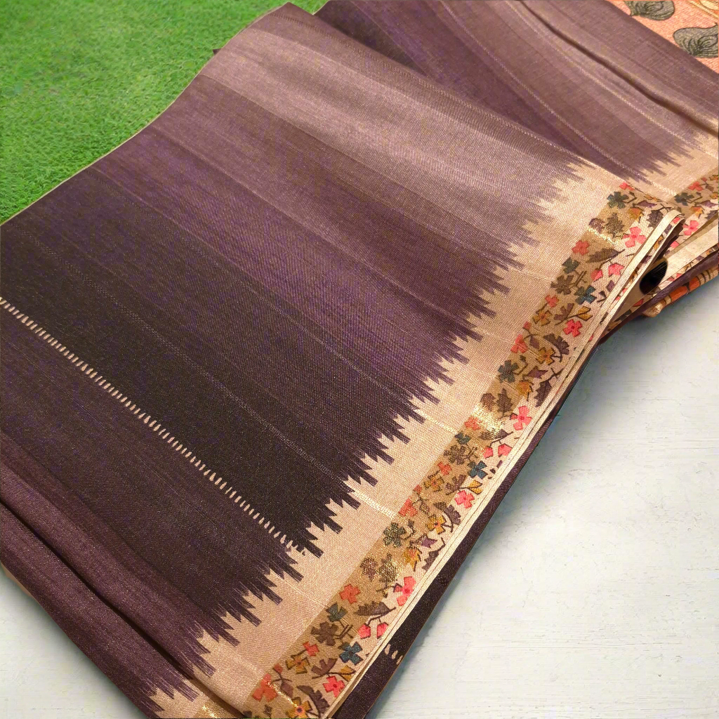 Tussar Jute Silk Saree with beautiful Pallu and blouse