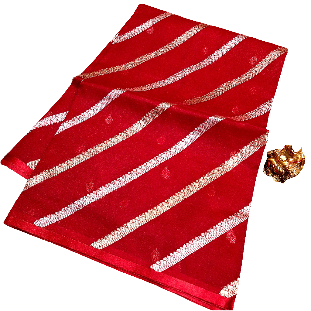 Red Colour Pure Handloom Kora Organza Saree