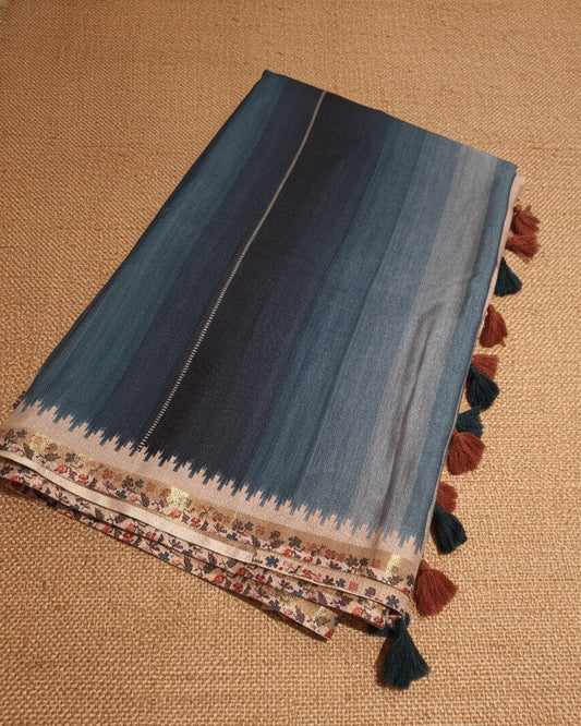 Tussar jute Silk saree with beautiful pallu and blouse