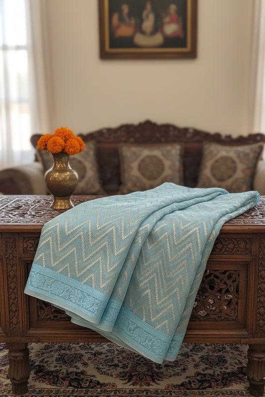 Kora weaving Party wear Saree allover design and beautiful embroidery borders