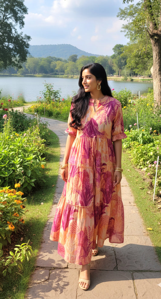 Mul Cotton Colour Palette Frock with waist adjustment