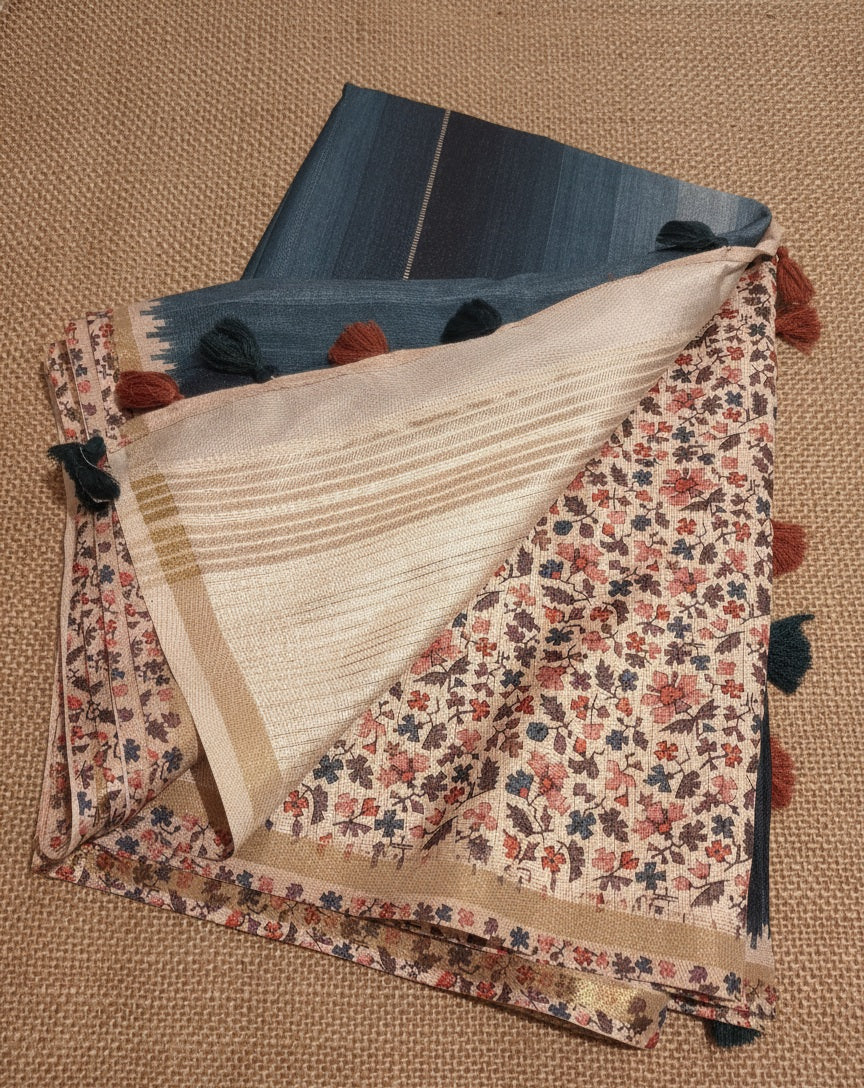 Tussar jute Silk saree with beautiful pallu and blouse