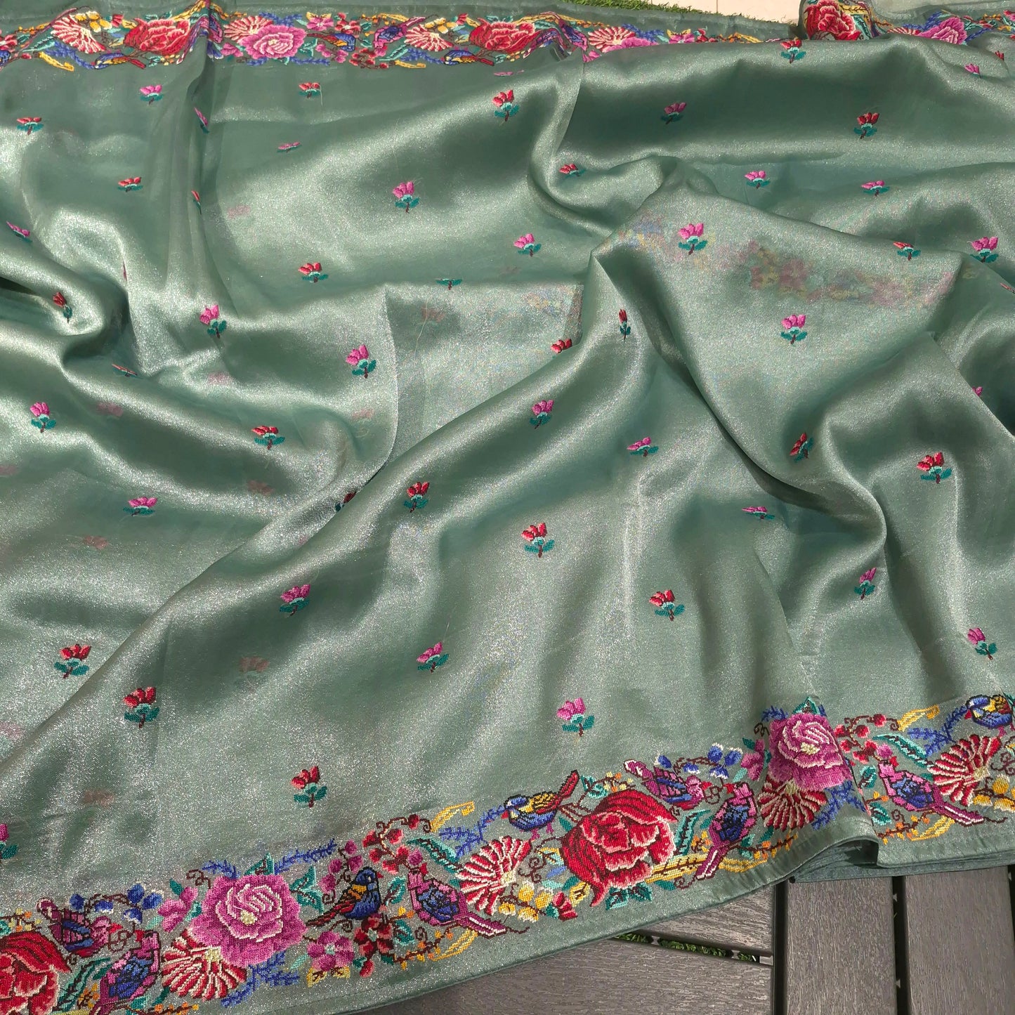 Exclusive Partywear Tissue Georgette Saree with Pitet Point work