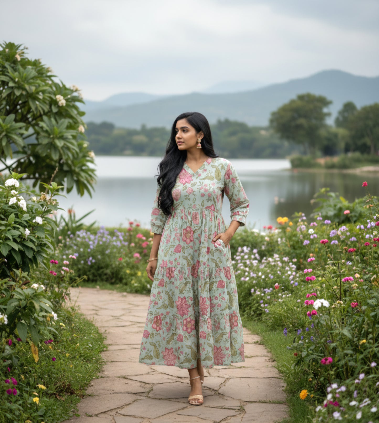 Mul Cotton Frock with a pocket