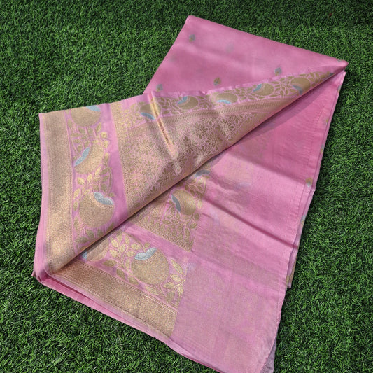 Pure Banarasi Mashru silk Saree with allover Grand silver n gold weaving