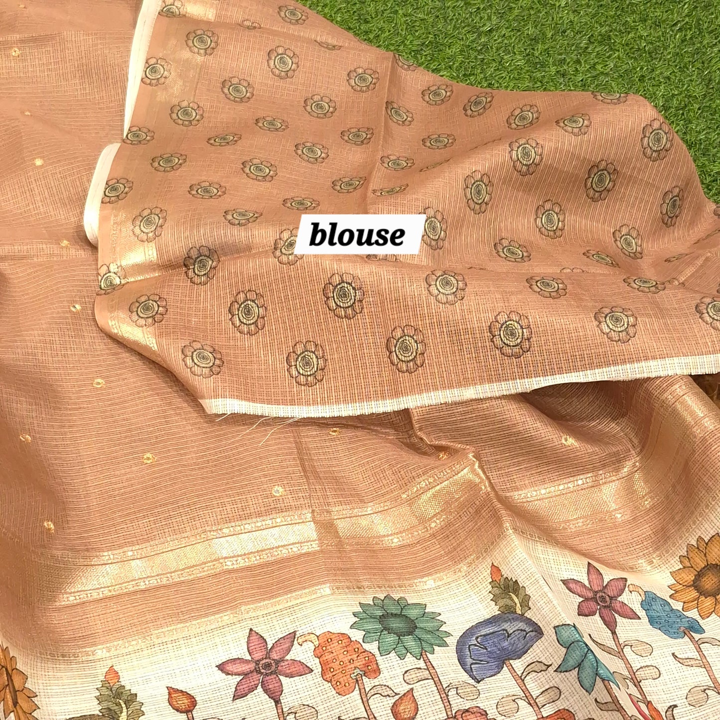 Silk Kota Saree with Pichwai Border & allover Mirror work