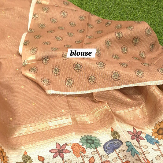 Silk Kota Saree with Pichwai Border & allover Mirror work