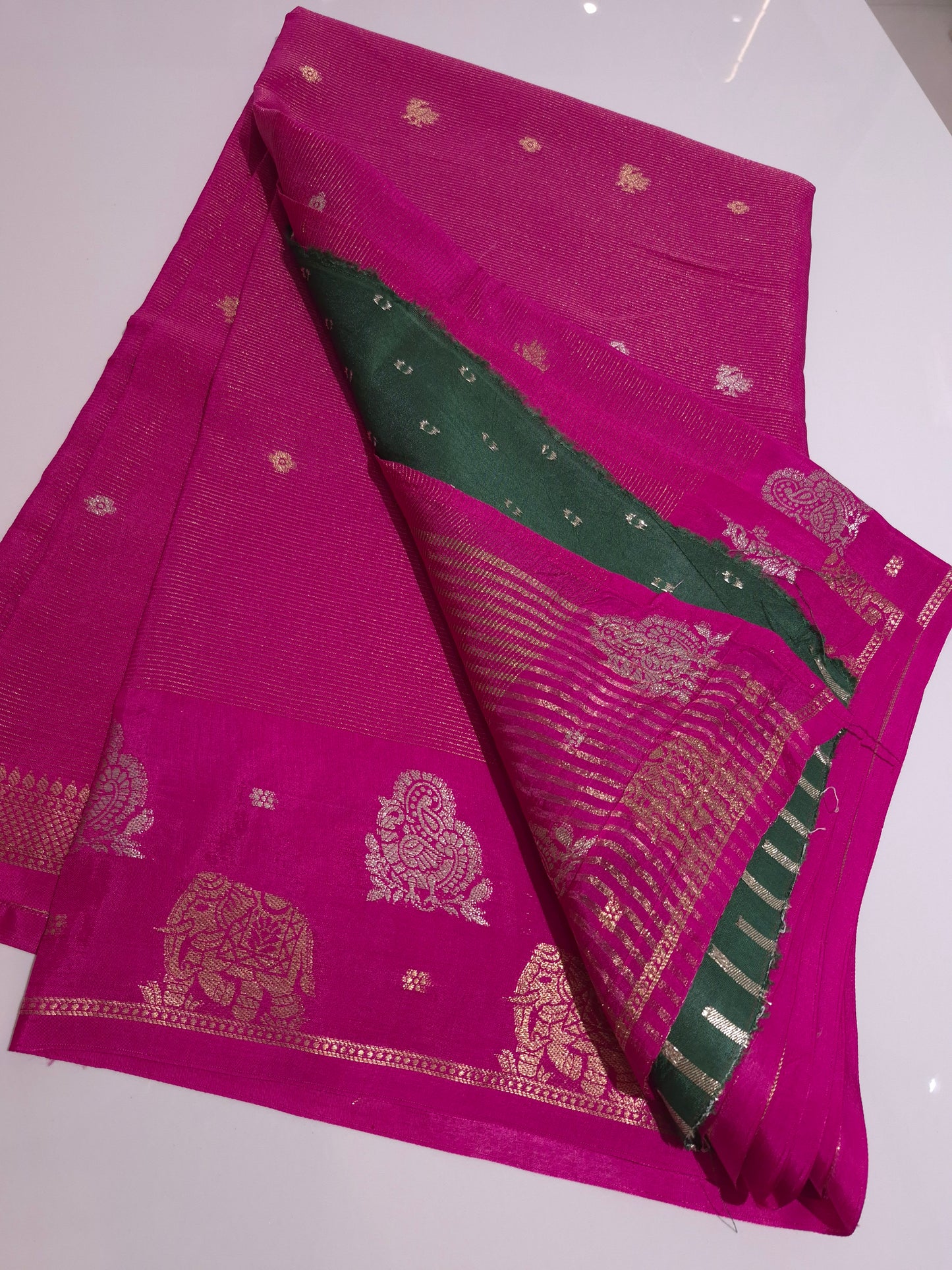 Pink Chiniya Silk Saree with allover weaving butis