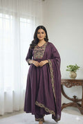 Beautiful Wine colour ready to wear embroidery 3pc Suit