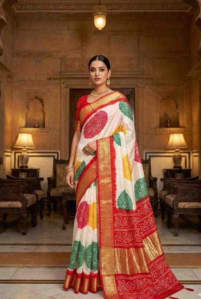 Crepe Satin Silk Saree with Bandini