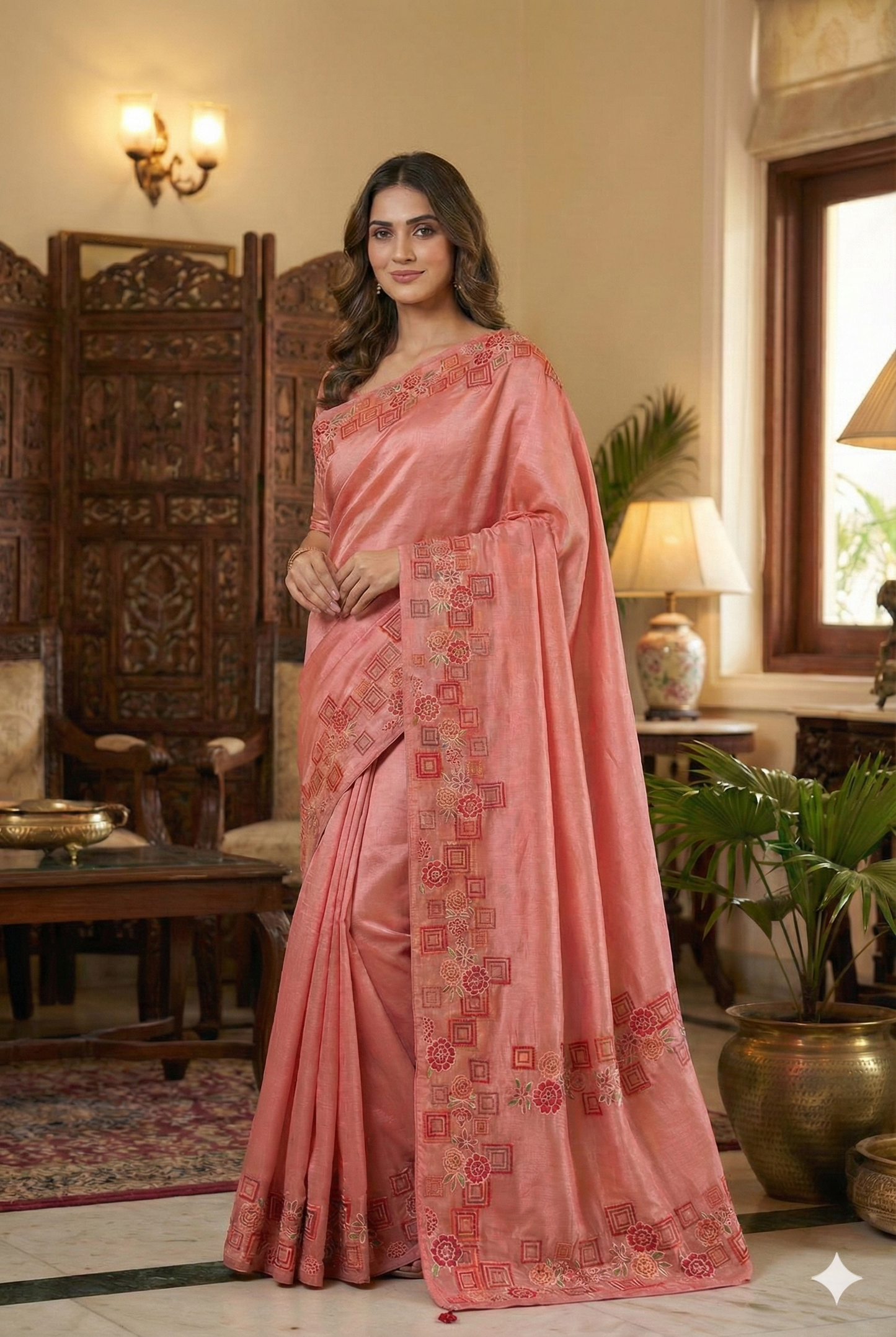 Exclusive Partywear Tissue Georgette Saree with Pitet Point work