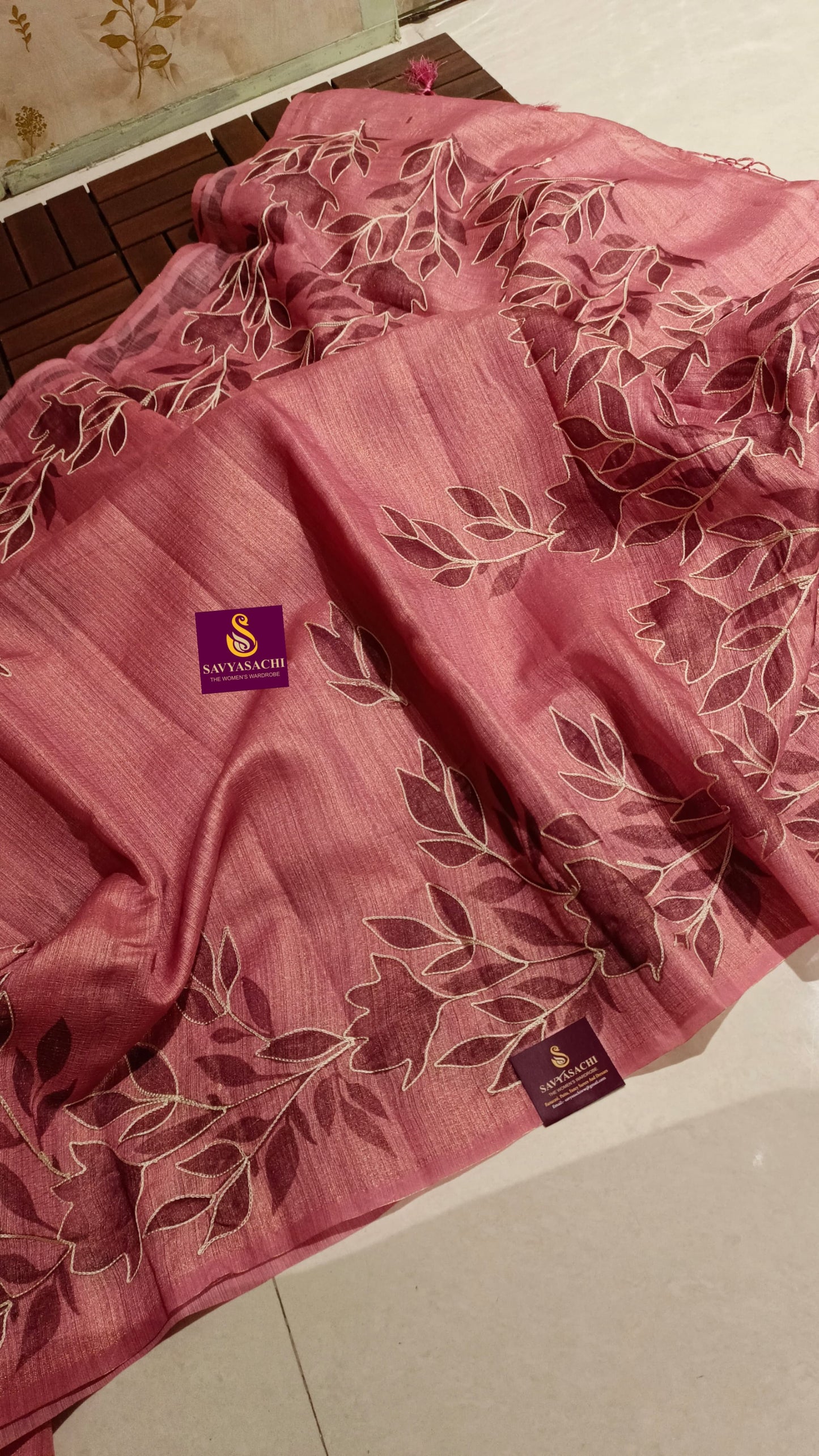 Jute silk with Embroidery