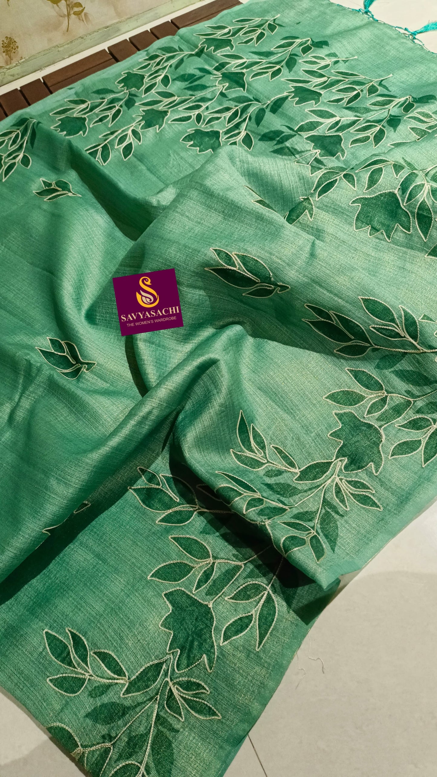 Jute silk with Embroidery
