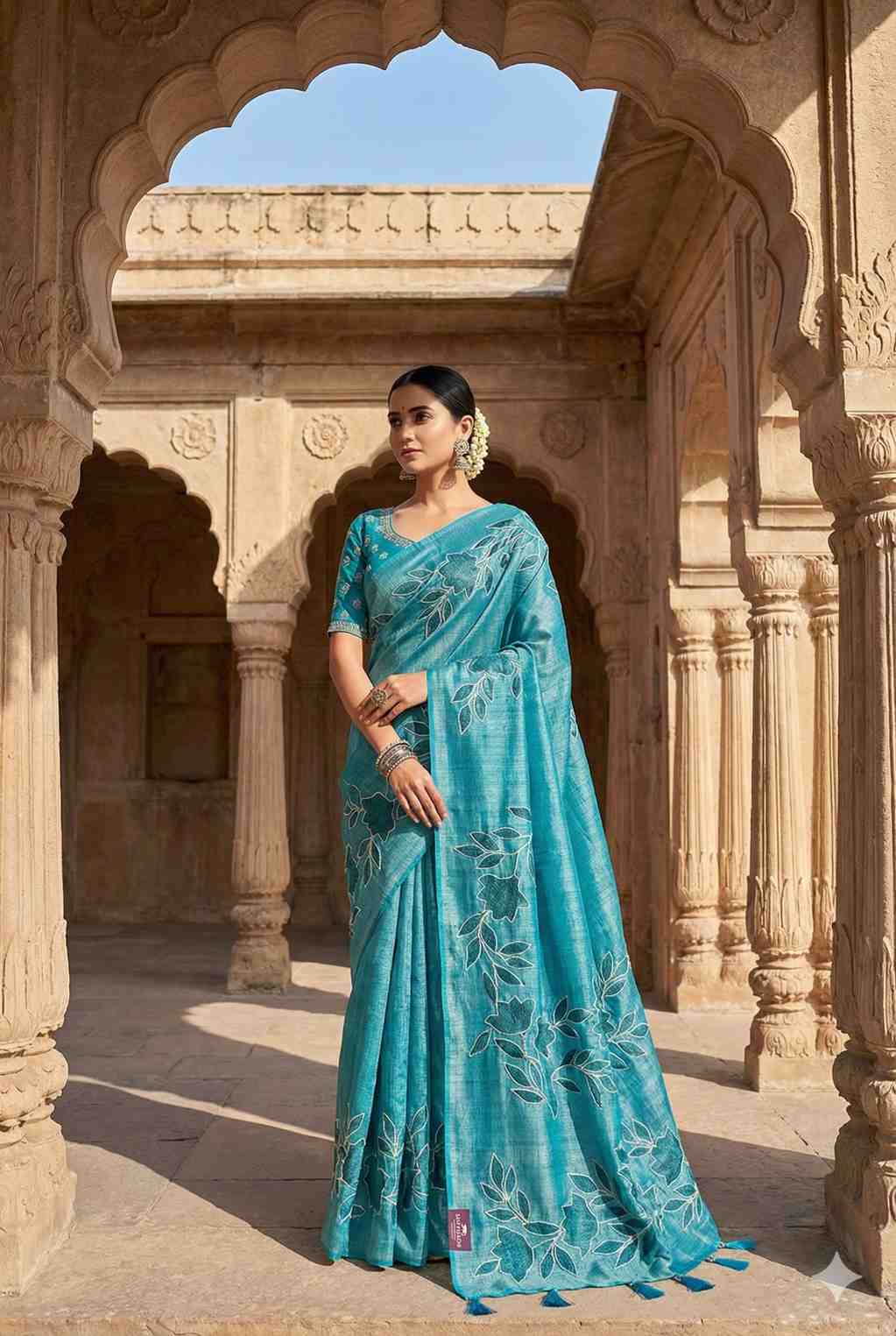 Jute silk Saree with Embroidery