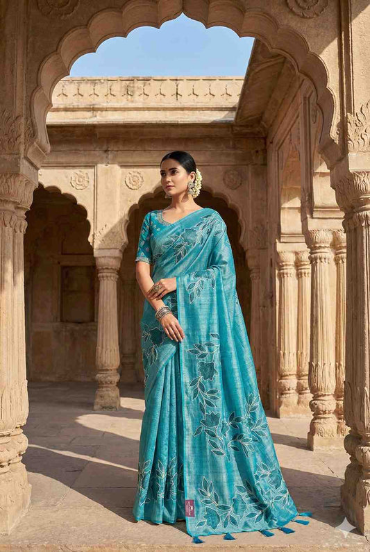 Jute silk Saree with Embroidery