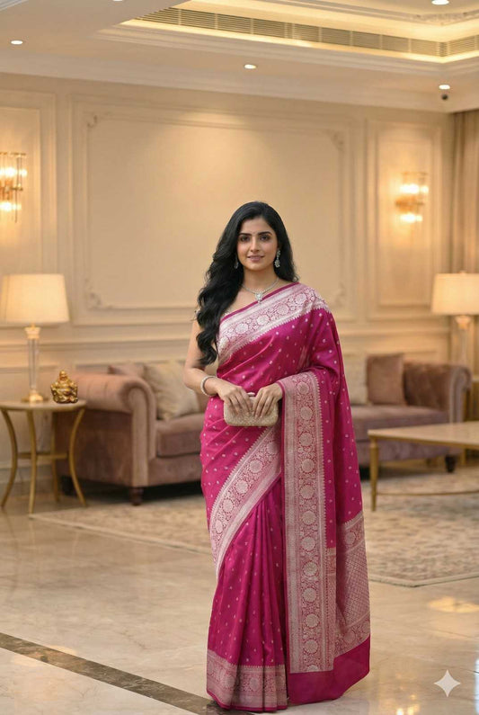 Pink colour Banarasi Kathan Silk Saree