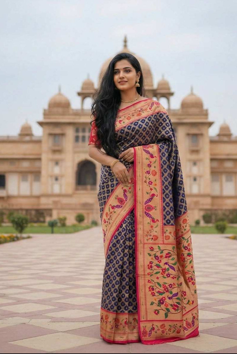 Vintage Banarasi Paithani Pattu Saree