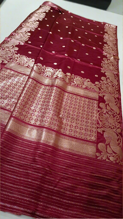 Crepe Satin Silk with Peacock Weaving