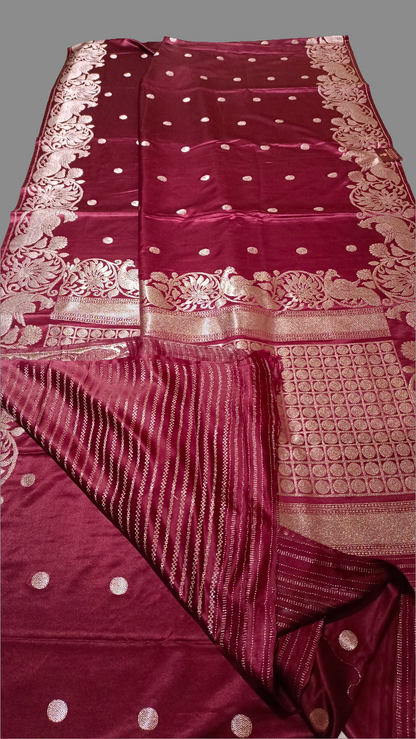 Crepe Satin Silk with Peacock Weaving