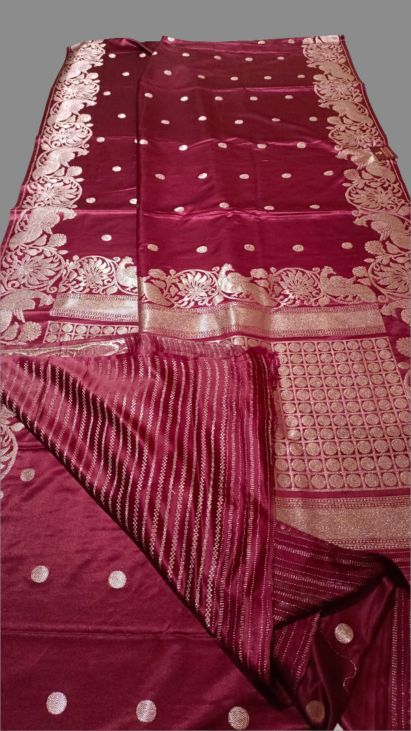 Crepe Satin Silk with Peacock Weaving