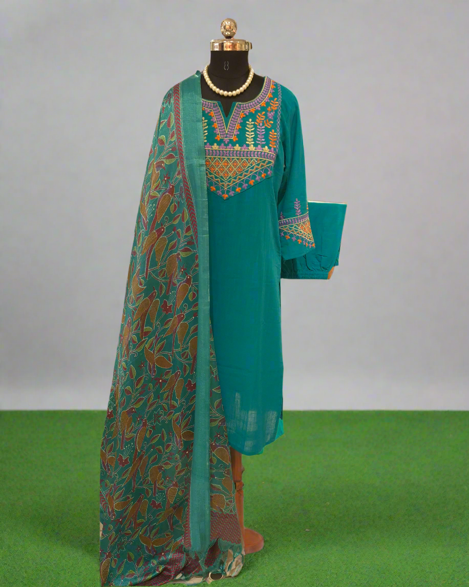 Heavy Cotton 3pc Suit with Embroidery