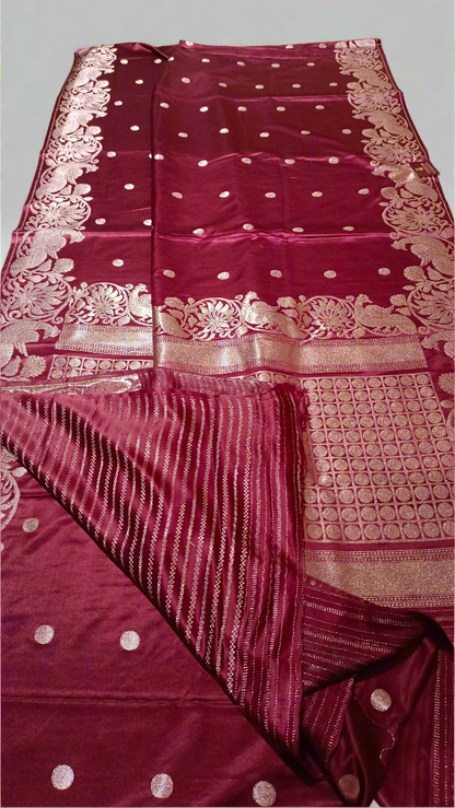 Crepe Satin Silk with Peacock Weaving