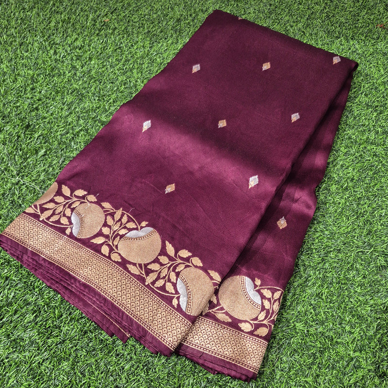 Pure Banarasi Mashru silk saree with Grand Silver n gold weaving