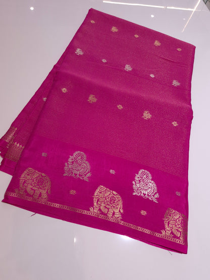Pink Chiniya Silk Saree with allover weaving butis