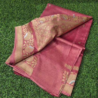 Pure Banarasi Mashru silk with grand silver n gold weaving