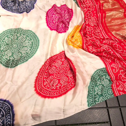 Crepe Satin Silk with Bandini