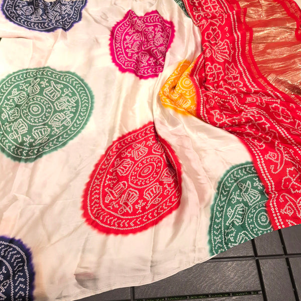 Crepe Satin Silk with Bandini