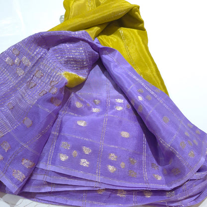 Green n lilac elegant Semi Mysore Crepe Silk Saree
