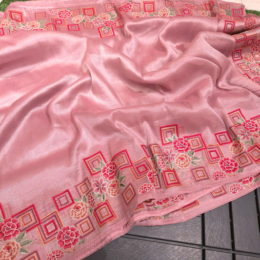 Exclusive Partywear Tissue Georgette Saree with Pitet Point work