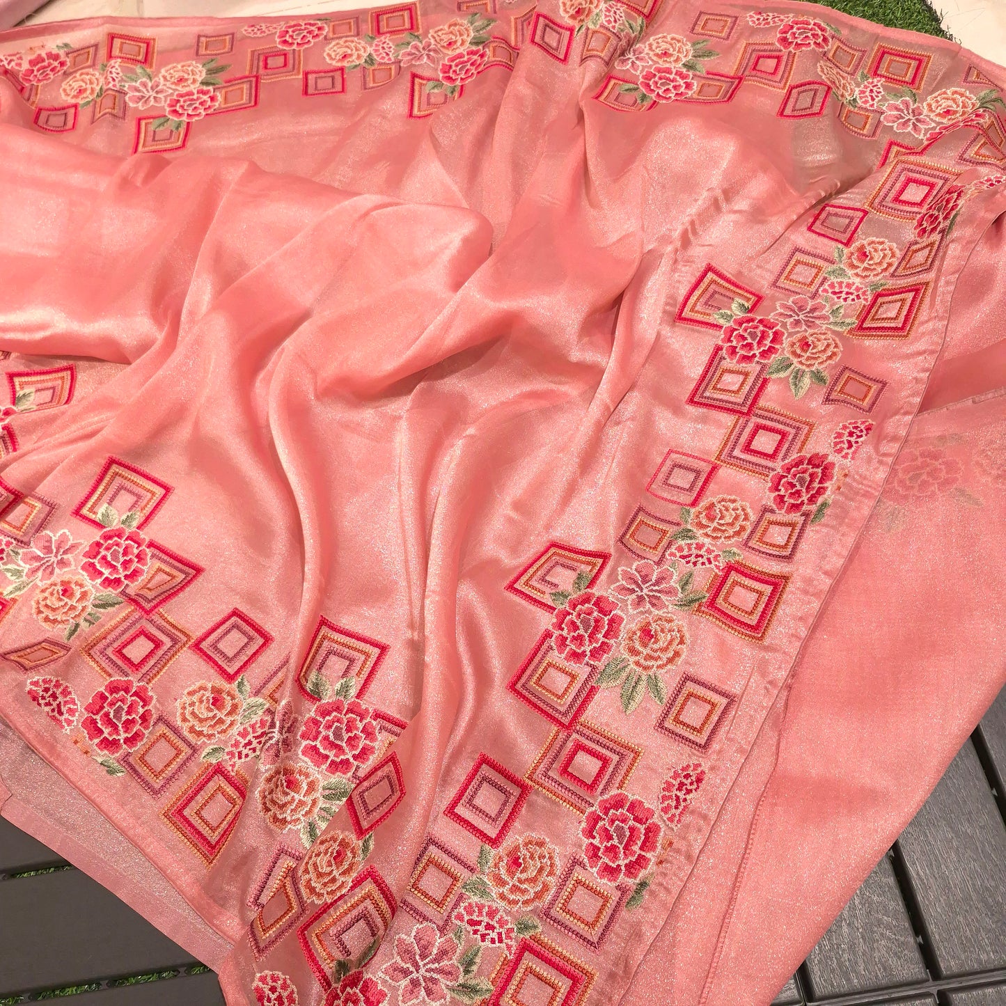 Exclusive Partywear Tissue Georgette Saree with Pitet Point work