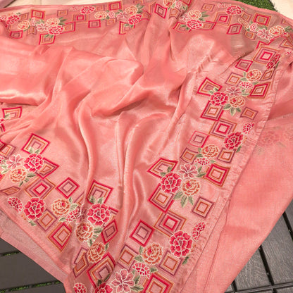 Exclusive Partywear Tissue Georgette Saree with Pitet Point work