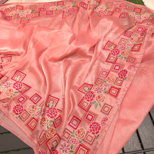 Exclusive Partywear Tissue Georgette Saree with Pitet Point work