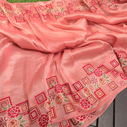 Exclusive Partywear Tissue Georgette Saree with Pitet Point work