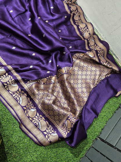 Pure Banarasi Mashru Silk Saree with  grand silver n gold weaving