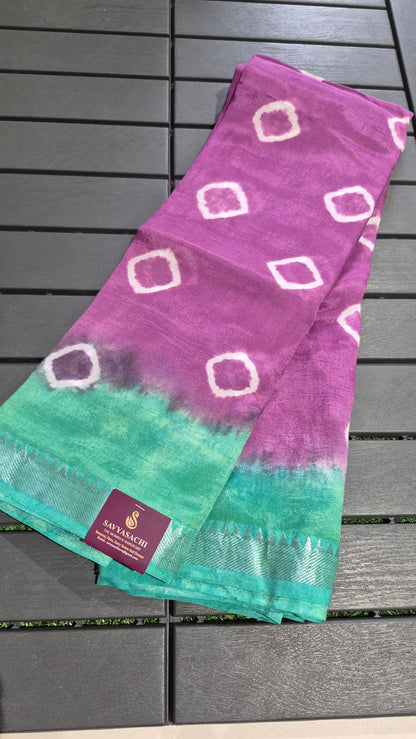 Classy and elegant Mangalagiri Silk  tie n dye Sarees