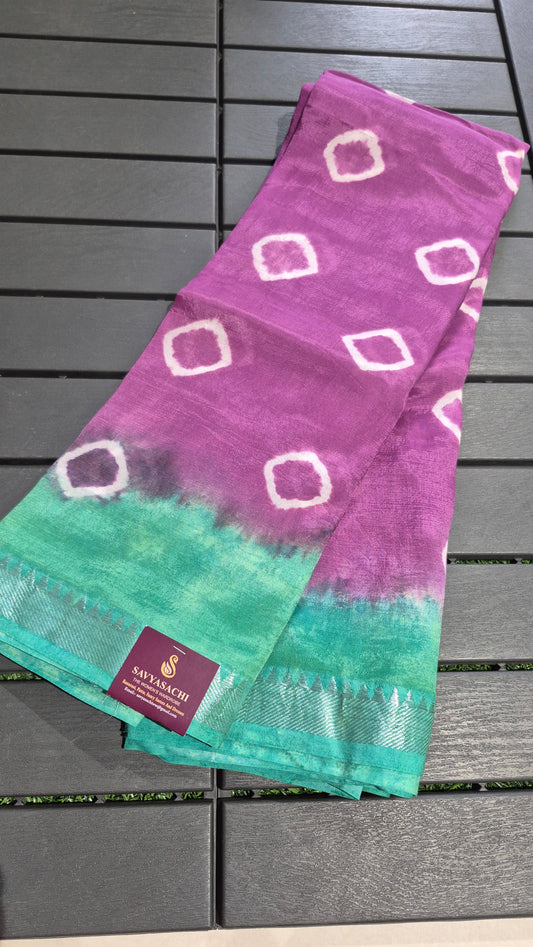 Classy and elegant Mangalagiri Silk  tie n dye Sarees