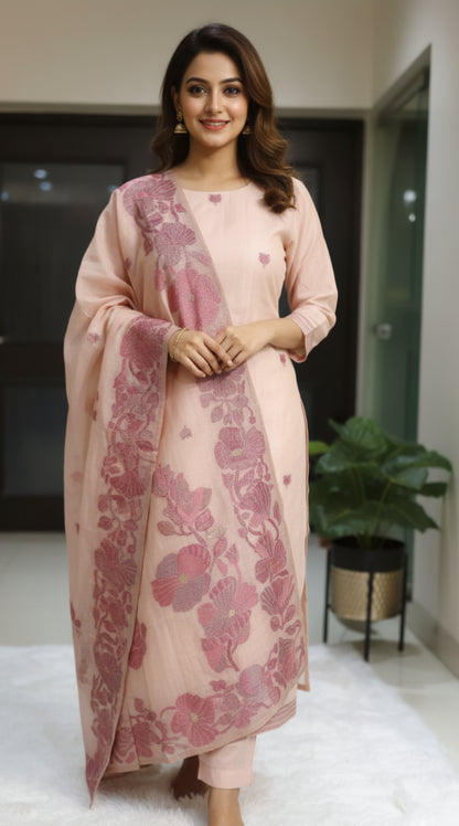 Pure Handloom Jamdani ready to wear 3pc suit