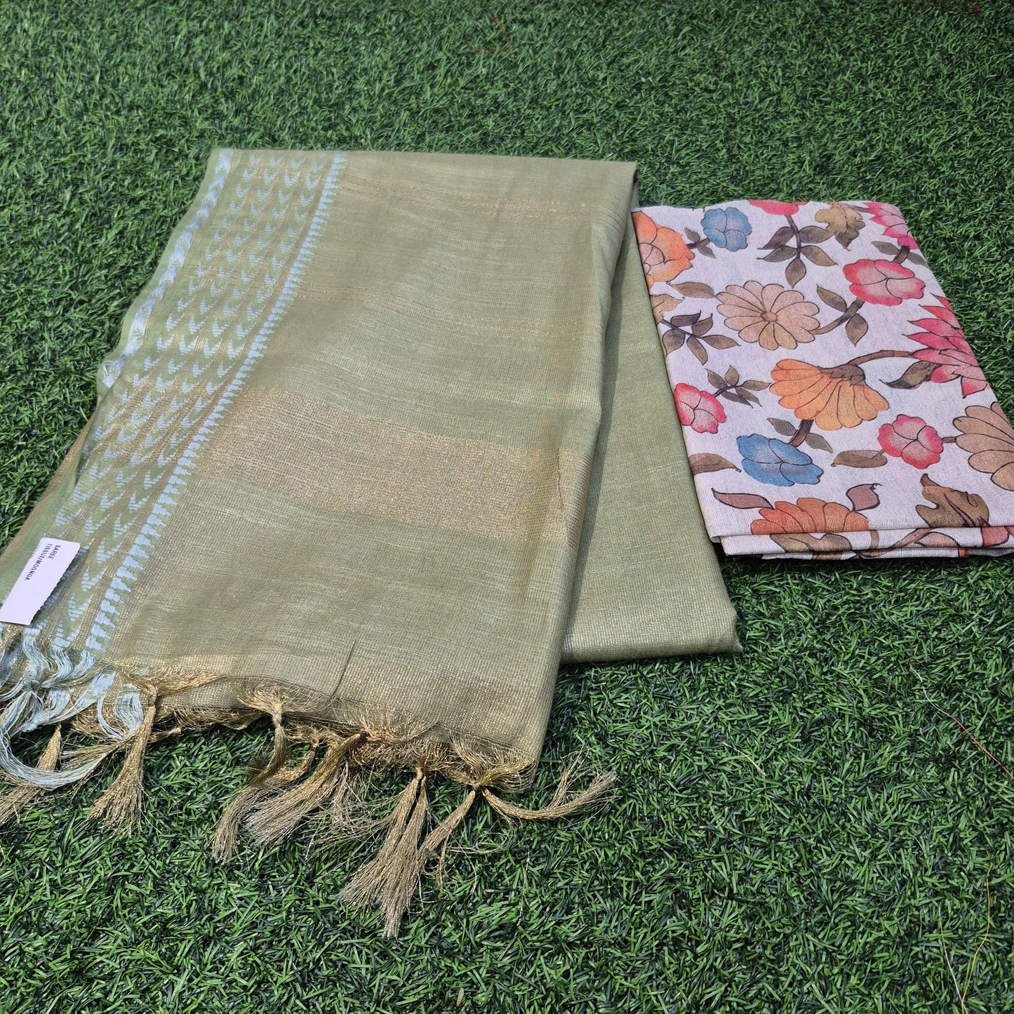 Pastel Lenin Silk sarees paired with tussar silk blouse