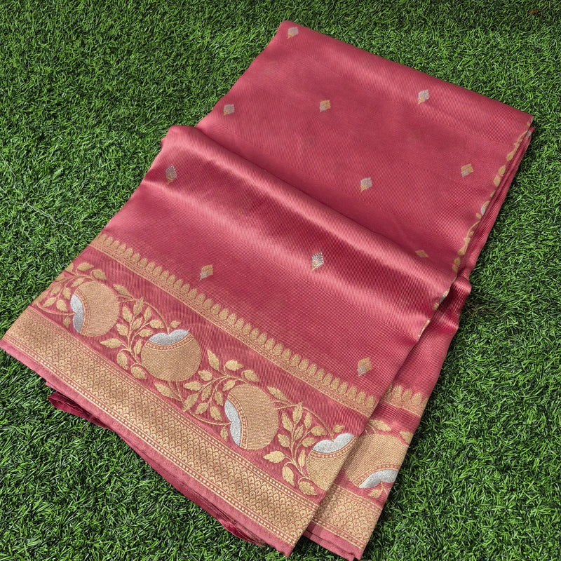 Pure Banarasi Mashru silk with grand silver n gold weaving