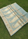 Elegant Pastel Blue Pure Raw mango Silk with Meena weaving butis