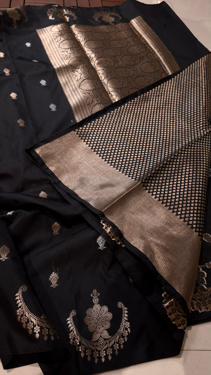 Black Colour Banarasi Kathan Silk Saree