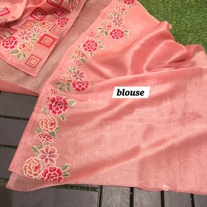 Exclusive Partywear Tissue Georgette Saree with Pitet Point work